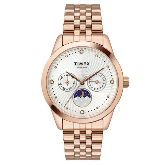 TIMEX MOON PHASE MULTI ANALOG BLUE DIAL WOMEN'S WATCH-TWEL13106