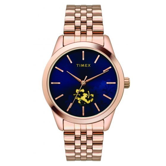 TIMEX FLORAL FASHION – WITH SKELETAL CUT OUT IN DIAL ANALOG BLUE WOMEN'S WATCH-TWEL13109