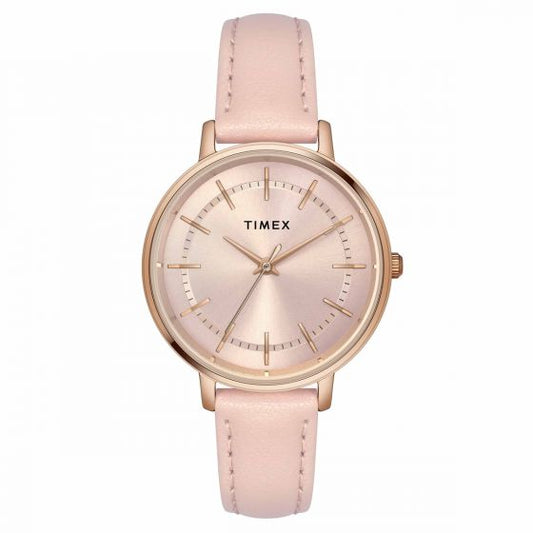 TIMEX CLASSICS COLLECTION PREMIUM QUALITY WOMEN'S ANALOG PINK DIAL COLOURED QUARTZ WATCH, ROUND DIAL WITH 34MM CASE WIDTH - TWEL15801