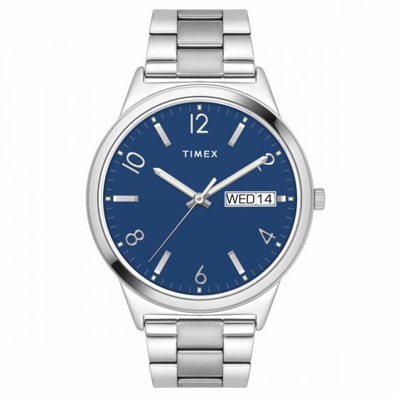 TIMEX CLASSICS COLLECTION PREMIUM QUALITY MEN'S ANALOG BLUE DIAL COLOURED QUARTZ WATCH, ROUND DIAL WITH 41MM CASE WIDTH - TWTG10003