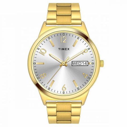 TIMEX CLASSICS COLLECTION PREMIUM QUALITY MEN'S ANALOG SILVER DIAL COLOURED QUARTZ WATCH, ROUND DIAL WITH 41MM CASE WIDTH - TWTG10004