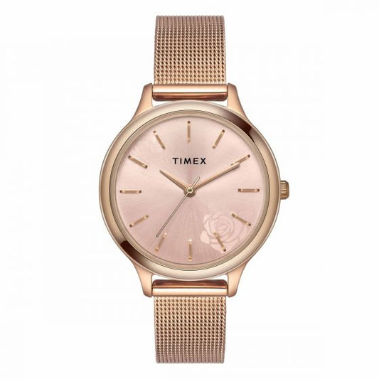 TIMEX CLASSICS COLLECTION PREMIUM QUALITY WOMEN'S ANALOG PINK DIAL COLOURED QUARTZ WATCH, ROUND DIAL WITH 34MM CASE WIDTH - TWTL12102